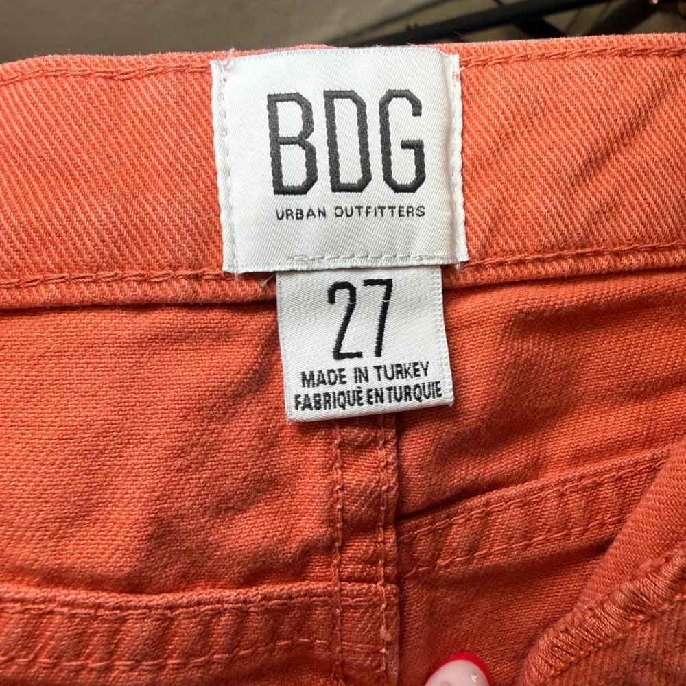 BDG Urban Outfitters‎ High Waisted Cargo Shorts Orange Boho Trendy Fun Size 27